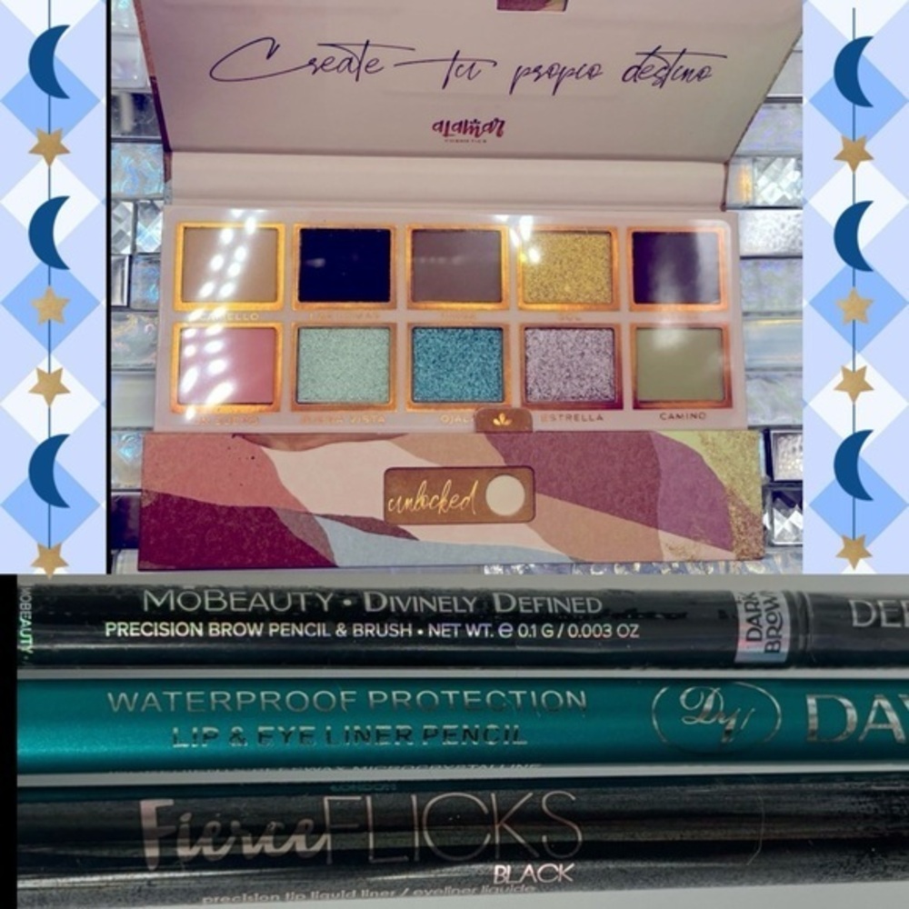 ALAMAR Eyeshadow Palette
MOBEAUTY Brows
CIATE Liner
DAVIS Blue Eyeliner
NEW